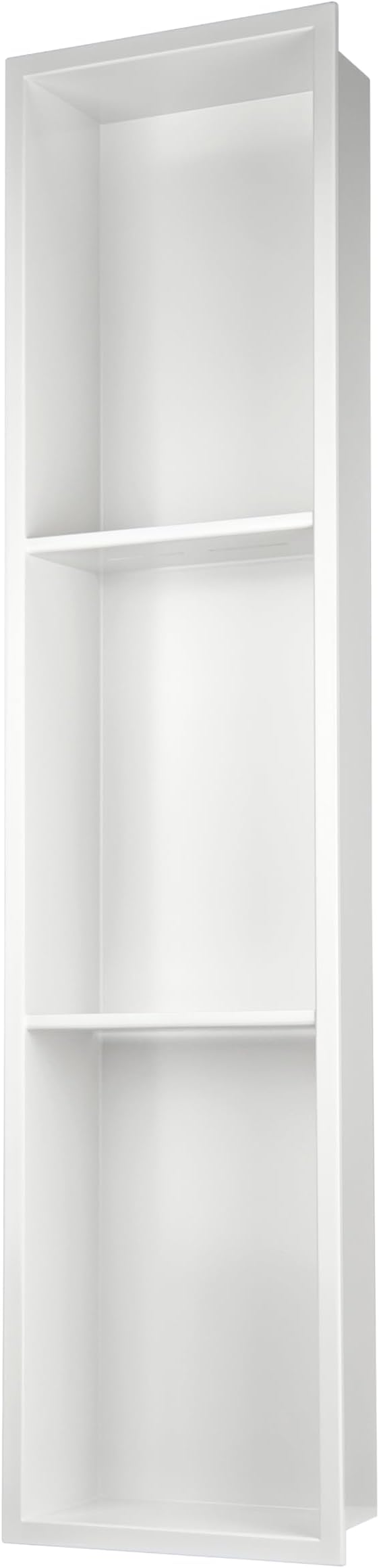 Narrow Shower Niche with Shelf，Stainless Steel recessed Wall Niche ，Three-Tier Shelves with Bathroom Storage/Remodel， Matte White （ 8"x 36"）