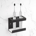 Electric Toothbrush Holder Wall Mounted, Toothbrush Stand with Diatomite Dish, Self Adhesive Storage Rack for Bathroom (Black)