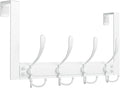 Heavy Duty Over The Door Hooks Rustproof - 25lb Over The Door Towel Rack, Over The Door Towel Hook, Door Hanger for Bathroom, Coat Rack Dorm Room Essentials (1Pack, White)