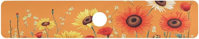 Cartoon Orange Sunflowers Poppy Kitchen Sink Splash Guard Faucet Mat Diatomite Absorbent Pad for Bathroom RV 30x5.4in 1PCS water