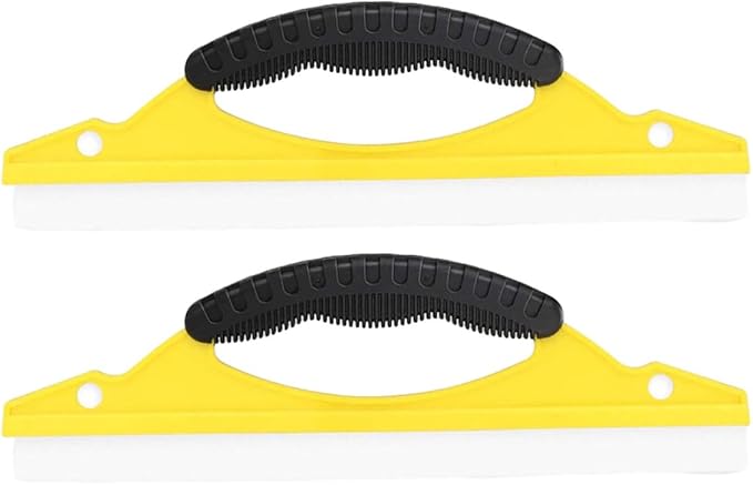 2pcs Soft Rubber Car Window Squeegee with Arc-Shaped Blade, Yellow Handle and Windshield Cleaning Tool for Shower Screen, Home, and Vehicle Use