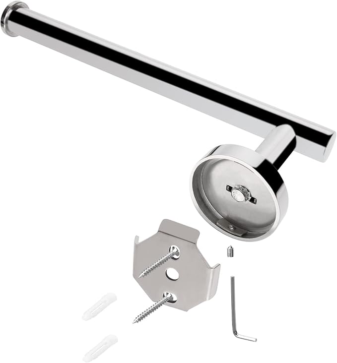 NearMoon Bath Toilet Paper Holder+ Hand Towel Holder, 2 Pieces Bathroom Hardware Set- Premium 304 Stainless Steel Toilet Roll Holder and Towel Rack Wall Mounted for Bathroom/Kitchen (Chrome Finish)