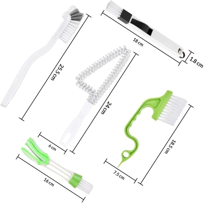 GLEAVI 5pcs Crevice Cleaning Brush Set with Door Window Track Brush and Tile Grout Scrubber, Household Deep Cleaning Tools for Kitchen and Bathroom Grooves