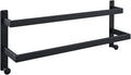 24 Inch Double Towel Bar with Hooks Matte Black, Stainless Steel Bath Shower Towel Rack Wall Mounted Towel Rod Holder for Bathroom