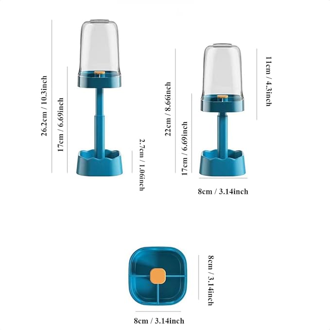 Toothbrush Holder with Cup Cover Contains 3 Slots, Compatible with Electric Toothbrushes and Conventional Toothbrushes, Can Store Toothpaste (Blue)
