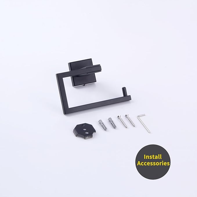 GERZ Bathroom Toilet Paper Holder SUS 304 Stainless Steel Matte Black Tissue Paper Roll Holder Wall Mount JG1905-BK