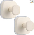 Suction Cup Hooks for Shower - Reusable No-Drill Mounting - Hooks for Towels, Robes & Loofah on Metal, Glass, Mirrors, Tile & Smooth Non-Porous Surfaces (2, Milk White)
