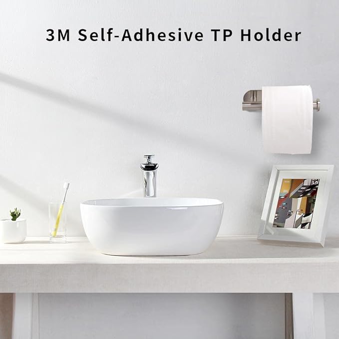 athroom Toilet Paper Holder Self-Adhesive Roll Holder Wall Mount Stainless Steel no Drilling Tissues Holder Stick on Wall White