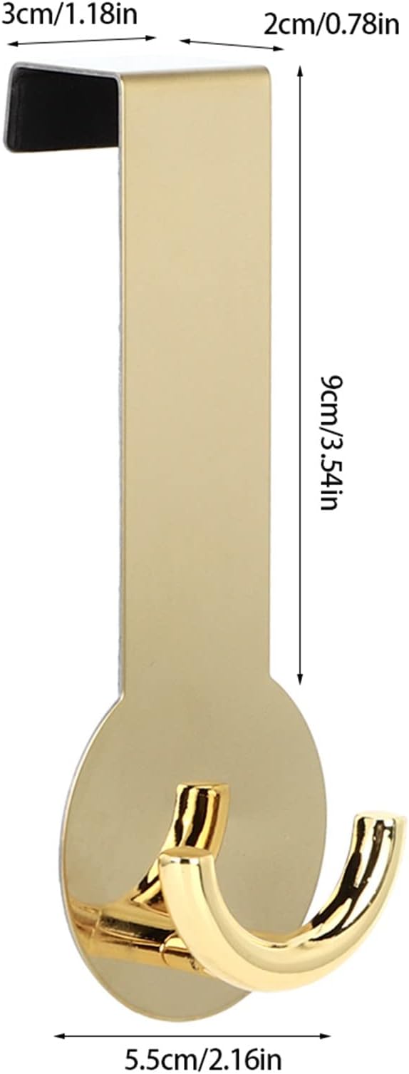 HEEPDD Over The Door Hook, Stainless Steel, Gold, Multi-Purpose Door Back Hanger for Bathroom, Living Room, Bedroom, Hanging Clothes, Towels, Shoes, Bags, Hats, Coats