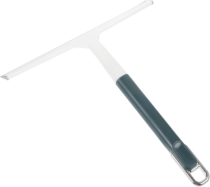 Small Plastic Shower Squeegee for Bathroom and Car Windows, Green Household Glass Scraper with Widened Blade for Streak-Free Cleaning