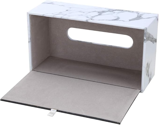 KINGFOM Rectangular PU Leather Tissue Box Cover - Facial Tissue Paper Napkin Holder for Bathroom, Home, Office, Car Automotive Decoration with Magnetic Bottom(Gray Marble)