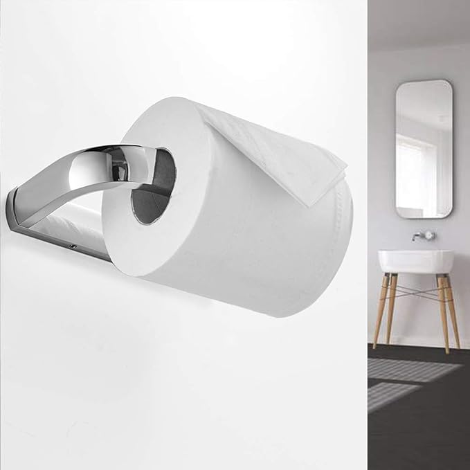 BESy Brass Toilet Tissue Paper Holder Polished Chrome Bathroom Accessories Fixtures Wall Mounted, Rust Protection