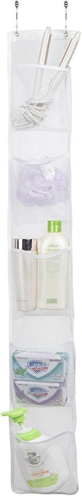ALYER Hanging Storage Shower Caddy Organizer,Mesh Pockets for Bathroom,Closet,Pantry (White)