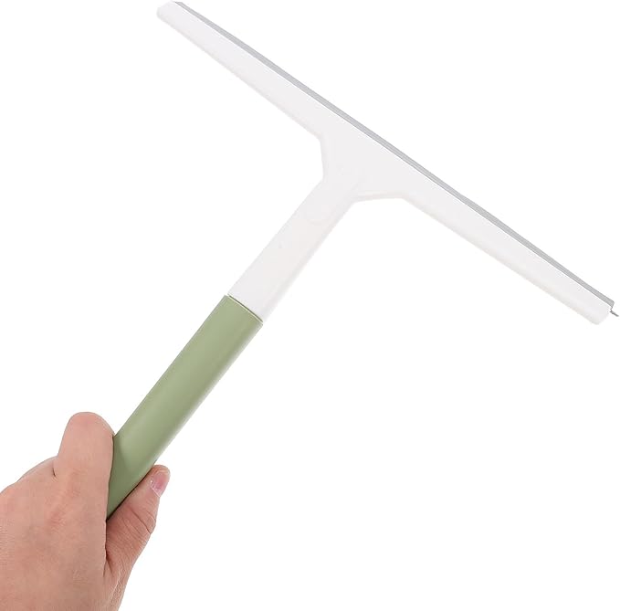 Glass Shower Door Squeegee for Glass Cleaning, Wide Household Water Scraper with Soft Handle, Light Green Bathroom Window Wiper Tool for Shower and Car Windshield