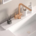 Stone Faucet Mat for Kitchen Sink, 15.7'' Long Absorbent Diatomite Sink Faucet Mat, Quick Drying Faucet Splash Guard for Kitchen,Bathroom Counter, Prevents Moisture, Super Absorbent, White