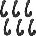 6 Pack Towel Hooks for Bathrooms Wall Mounted, Matte Black Bathroom Hooks for Towels, Robe & Towel Hook for Wall, Modern Black Bath Towel Hook