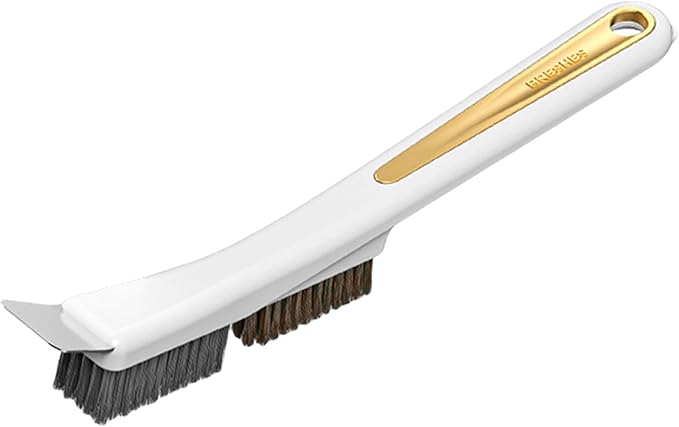 Kitchen Stove Top Brush - Heavy Duty Scrubber with Scraper, Steel Wire Cleaning Tool | Home Dirt Removal Accessory for Sink Drains, Tile, Grout, Stove, Bathroom Corners, Daily Cleaning Tasks