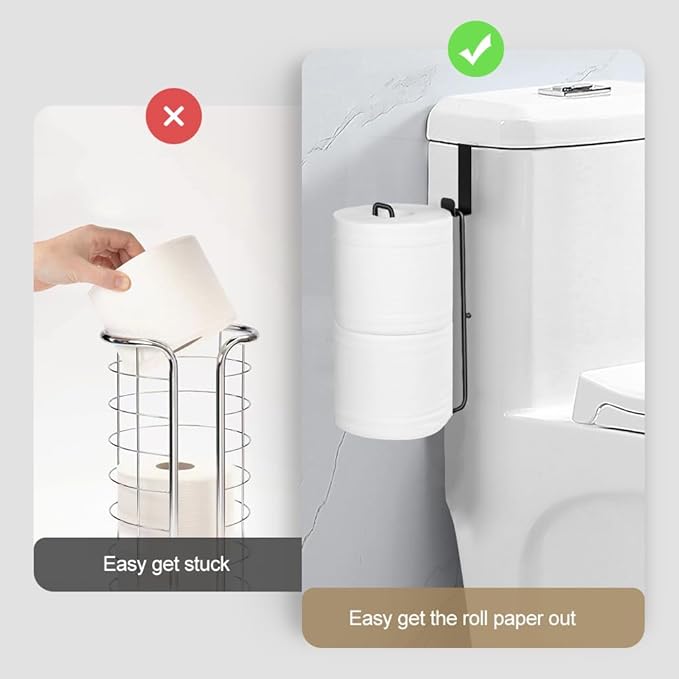 Over The Tank Toilet Paper Holder,Bathroom Toilet Paper Roll Holder for 2 Roll Tissue Brushed Nickel,Self Adhesive Toilet Paper Holder Storage Wall Mount,Stainless Steel Toliet Paper Holder（1 Pcs）