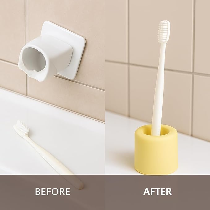 Modern Bathroom Toothbrush Holder Silicone Vent Design Family Size (Gray)