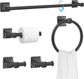 5 Piece Bathroom Hardware Accessories Set, SUS304 Stainless Steel Bath Towel Bar Set, 24 Inch Towel Racks for Bathroom Wall Mounted, Bath Towel Holder Set, Matte Black