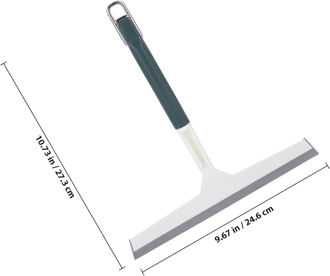 Wide-Edge Glass Squeegee for Home Use, Shower Door and Car Window Wiper, Manual Water Scraper in Dark Green for Bathroom and Vehicle Glass Cleaning