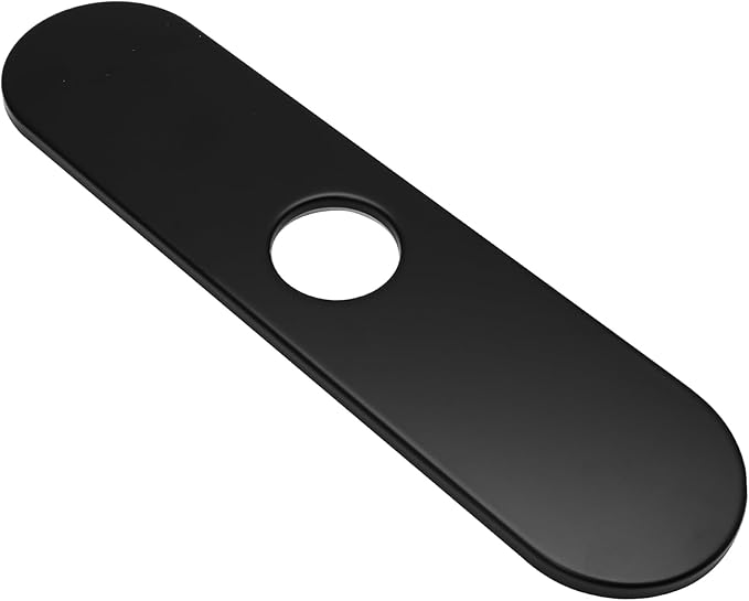 BokWin 10-Inch Faucet Deck Plate, Stainless Steel Sink Hole Cover in Black, Quick Installation for Single Hole Faucet to Cover Unused Holes on Kitchen or Bathroom Sink