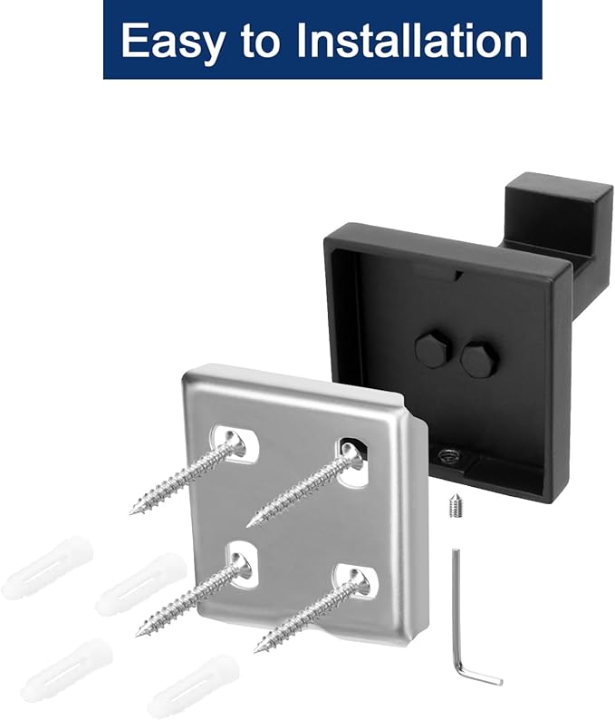 NearMoon Bath Towel Hooks -SUS304 Stainless Steel Square Clothes Robe Hooks Hanger, Heavy Duty Coat Hooks for Bathroom Livingroom Hotel Kitchen Garage, Wall Mounted - 3 Pack (Matte Black)
