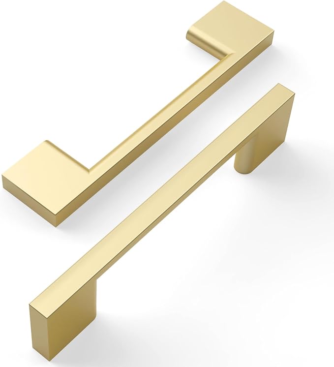 Amerdeco 10 Pack Brushed Gold Cabinet Pulls 3-3/4 Inch(96MM) Hole Centers Kitchen Cabinet Handles Cabinet Hardware Kitchen Handles for Cabinets Cupboard Handles Drawer Pulls ZH0060