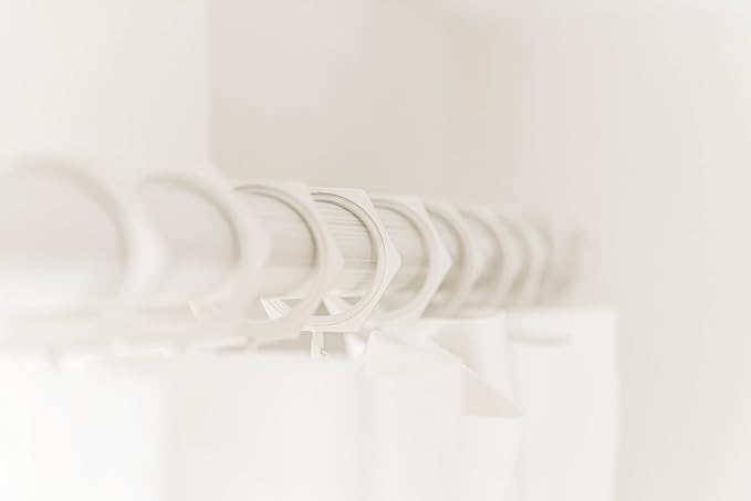 BlastHome® Luxury Curtain Rings - Premium Metal with Quiet, Smooth, Removable Nylon Inserts - Pinhooks and Clips Included - 1 1/2" Inside Diameter - 9 Rings for One Standard Curtain - Brushed White