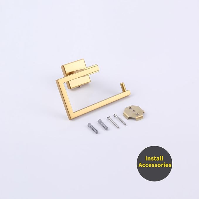GERZWY Gold Stainless Steel Toilet Paper Holder Paper Towel Dispenser Tissue Roll Hanger Wall Mounted JG1905-BE