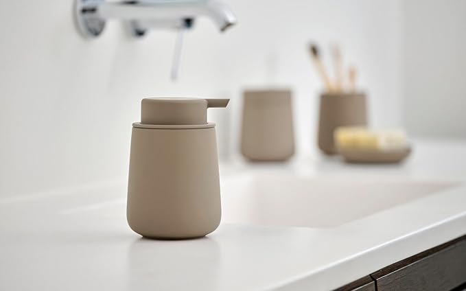 ZONE DENMARK Nova One Toothbrush Cup | Sleek & Durable Modern Bathroom Accessory | Revitalize Your Daily Routine with Scandinavian Elegance and Practicality Unite- (Taupe)