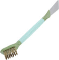 Toyvian Hard Bristle Crevice Cleaning Brush and Scraper, 2-in-1 Gap and Edge Brush for Kitchen Stove, Bathroom Gutter, and Window Track Cleaning, Green Dual-Headed Tool for Household Use
