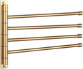 GERZWY Wall Mount Bath Towel Rack with 4 Arms Hanger Towel Holder Bathroom Swing Arm Towel Bars Organizer Stainless Steel Gold Finished HYG04-BE