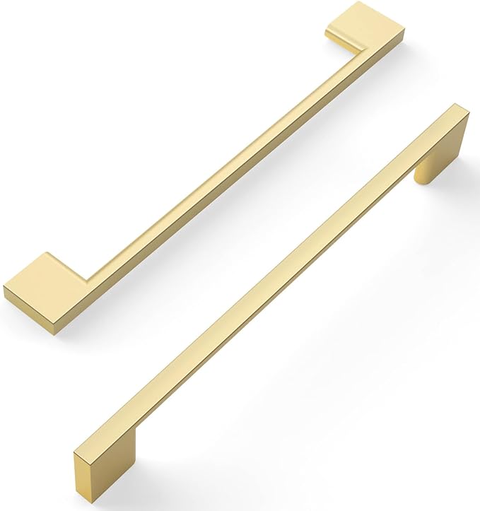 Amerdeco 10 Pack Brushed Gold Cabinet Pulls 7.5 Inch(192MM) Hole Centers Kitchen Cabinet Handles Cabinet Hardware Kitchen Handles for Cabinets Cupboard Handles Drawer Pulls ZH0060