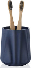 Navy Blue Striped Toothbrush Holder for Electric Toothbrushes Bathroom Organizer for Toothpaste Kids & Adults