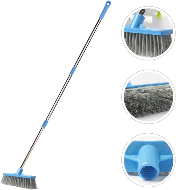 Long Handle Floor Scrubbing Brush with Stiff Bristles, Bathroom Tile Grout Cleaning Brush for Indoor and Outdoor Use, Heavy Duty Shower and Patio Scrubber