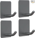 FOTYRIG Adhesive Towel Hooks Stick on Towel Hanger Wall Hooks Waterproof Stainless Steel Sticky Hooks for Hanging Bathroom Kitchen Home Grey -4 Packs