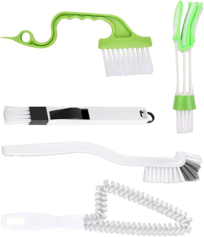 FRCOLOR 5pcs Crevice and Groove Cleaning Brush Set with Stiff Bristles for Deep Household Tile and Sink Detailing, Grout and Corner Cleaning Tools for Kitchen and Bathroom Use