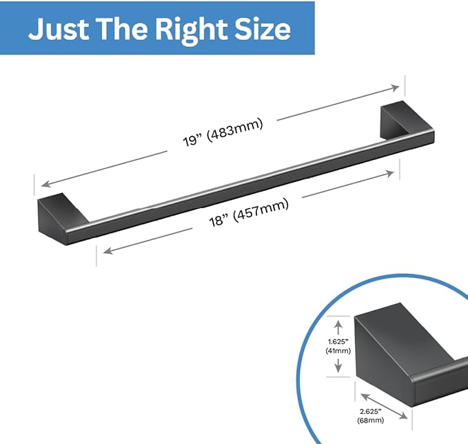 Gatco 5651MX A-Line Towel Bar, 18 Inch, Matte Black