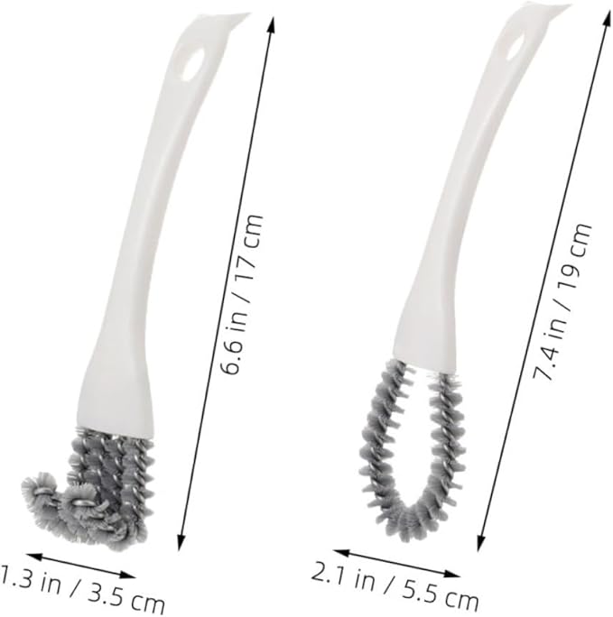 VILLCASE Multi-use Heavy Duty Crevice Cleaning Brush Set 2pcs with U-Shaped and Angled Heads for Kitchen and Grill Deep Stain Removal in Tight Spaces