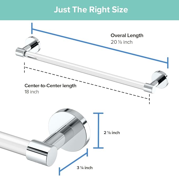 Gatco Clarion 18" L Towel Bar, Crystal-Clear Acrylic Chrome