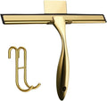 Window Squeegee Stainless Steel Squeegee for Shower Glass 10'' INCH Golden Color with Hooks Cleaner Door for Shower Glass