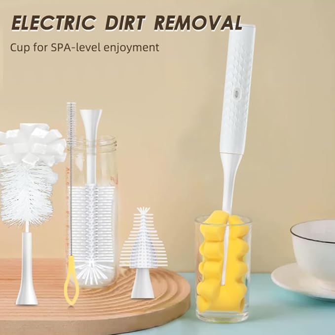Cleaning Brush Electric Bottle Brush Waterproof 360 Degree Rotating Long Handled Silicone Straw Pacifier Cleaning Brush Bay
