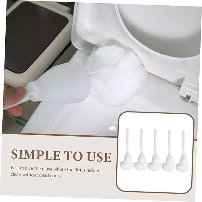 Yardwe 5pcs Soft Brush for Bathroom Bowl Brush and Holder Bathroom Brush Electric Bowl Swab Bathroom Brush Nylon Fiber Grip White Long Handle