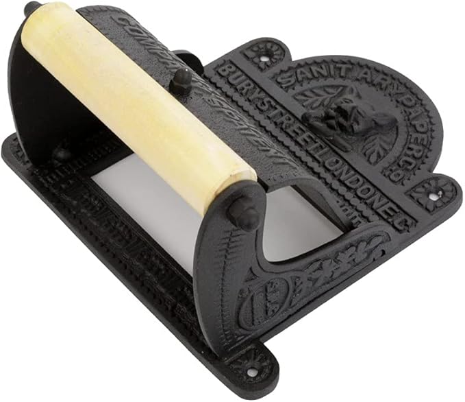 Renovators Supply Manufacturing Black Wall Mount Toilet Tissue Paper Holder 6.9" Wide Antique Ornate Victorian Style Solid Aluminum Rust Resistant Toilet Tissue Roll Holder Storage with Lid