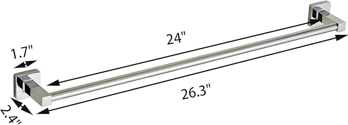 24 Inch Towel Racks for Bathroom Wall Mounted, Chrome Finish Stainless Rack with Towel Bar and Hand Towel Holder, Shower and Bath Towel Rack for Bathroom(Total Length 26-Inch)