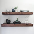 Urbandi Modern Floating Shelves 3 Inches Thick for Wall, Wide Shelves for Kitchen, Living Room, Bedroom, and Bathroom, Natural Pine Wood, Rustic Wooden Shelf, (Set of 2) (Provincial, 60Lx3Hx6D)