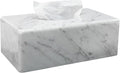 Natural Marble Tissue Box Cover, Carrara White Tissue Organizer 10 x 5.7 x 3.5 inch, Heavy Stone Decorative Box, Rectangle Tissue Box Holder for Home Decor, Kitchen, Bathroom, Bedroom