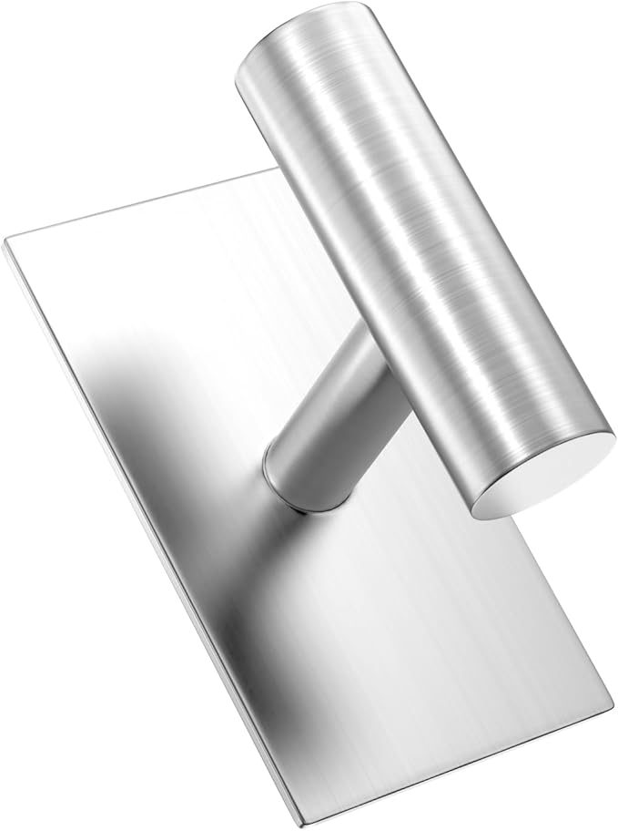 PMMASTO Adhesive Hooks, Stainless Steel Sticky Hooks for Hanging, Self Adhesive Shower Wall Hooks, Towel Hooks Heavy Duty for Bathroom, Bedroom RV and Kitchen- 2 PC (Silver)