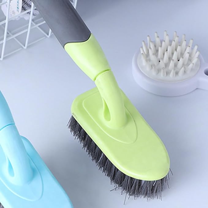 Operitacx Yellow Long-Handle Tile Floor Brush with Stiff Bristles, Shower and Bathtub Scrub Brush for Deep Bathroom and Kitchen Groove Cleaning